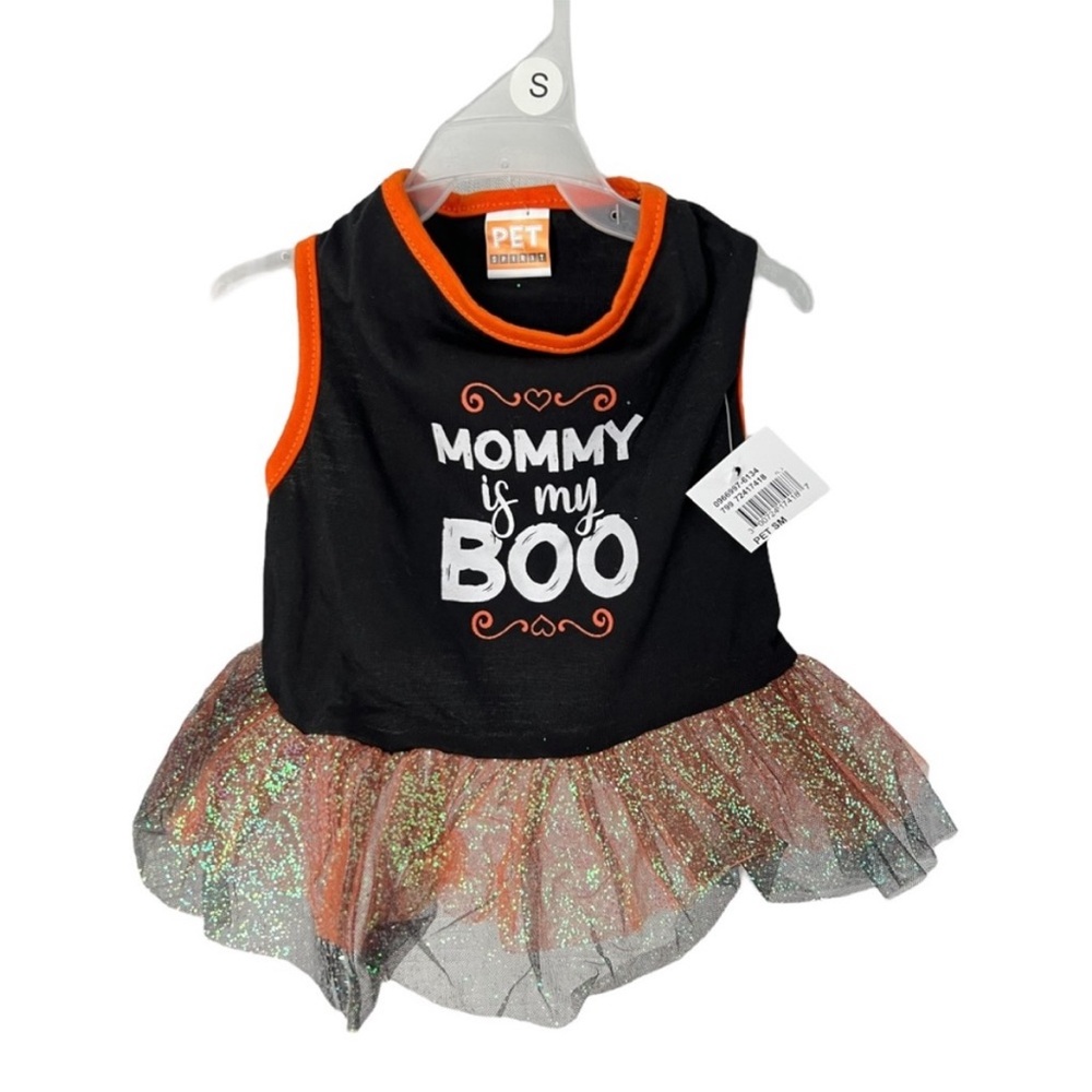 Halloween Pet Costume Mommy is My Boo Sparkle Tutu Pet Spirit Dog Dres NWT